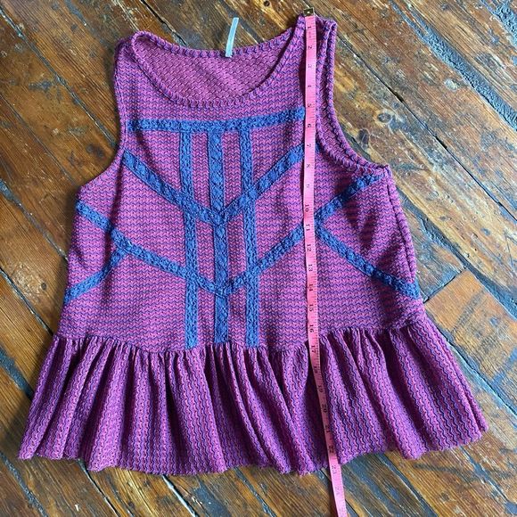 Free People Crochet Purple Blue Peplum Tank Blouse Size XS - Picture 6 of 7